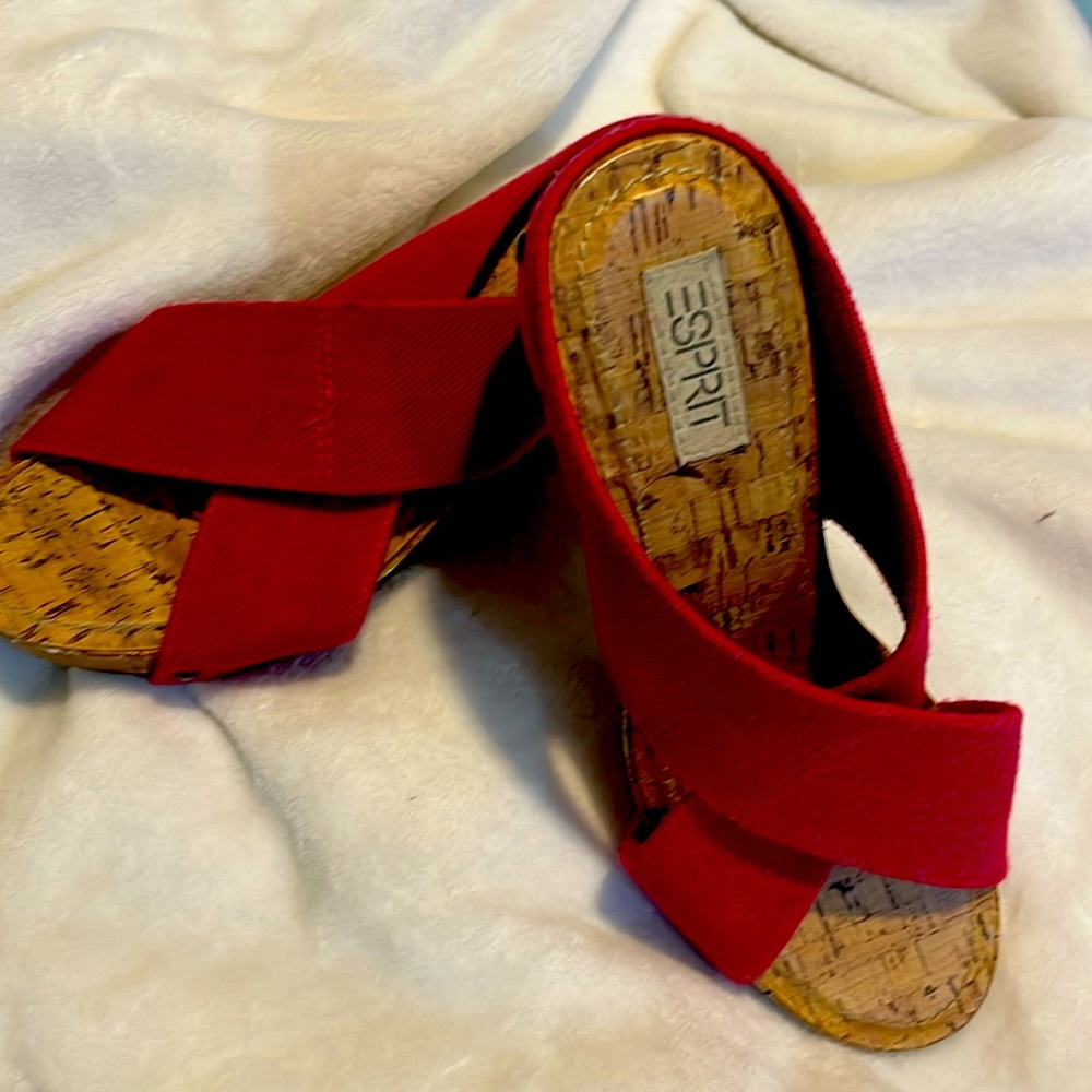 Espirit cute wedge wood sandals. Love them.